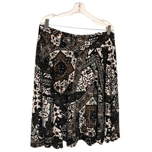 Chaps Floral Skirt Brown Black White Sz L